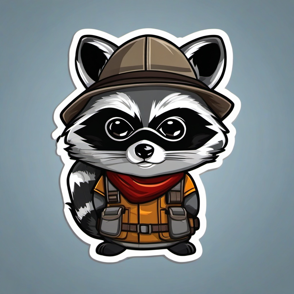 Raccoon cartoon - masked scavenger  cartoon sticker style