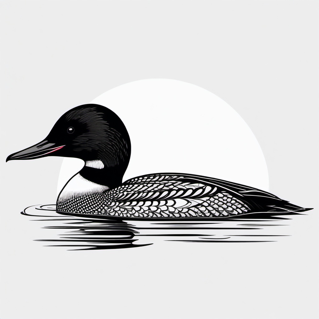 Loon Tattoo - Loon bird tattoo  minimalist tattoo design, white background