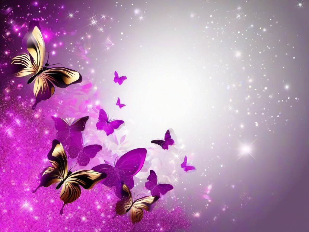 Glitter Background With Butterflies  