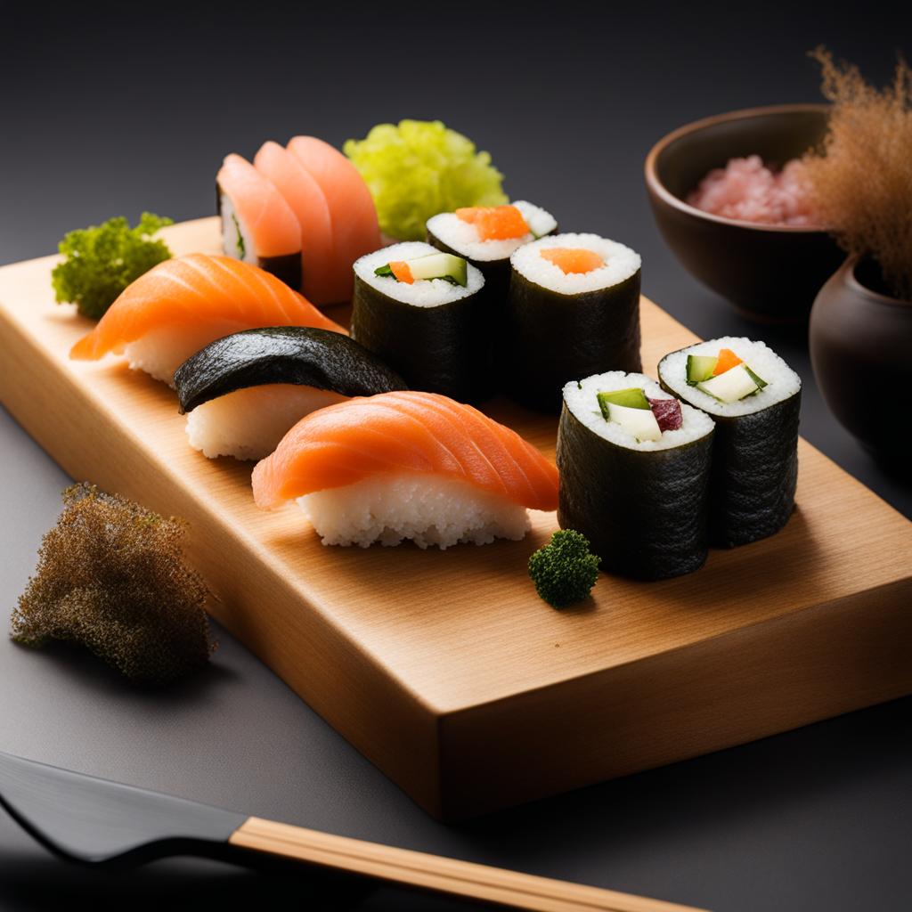 sushi sensation - artful creations of fresh fish, rice, and seaweed, presented with precision. 