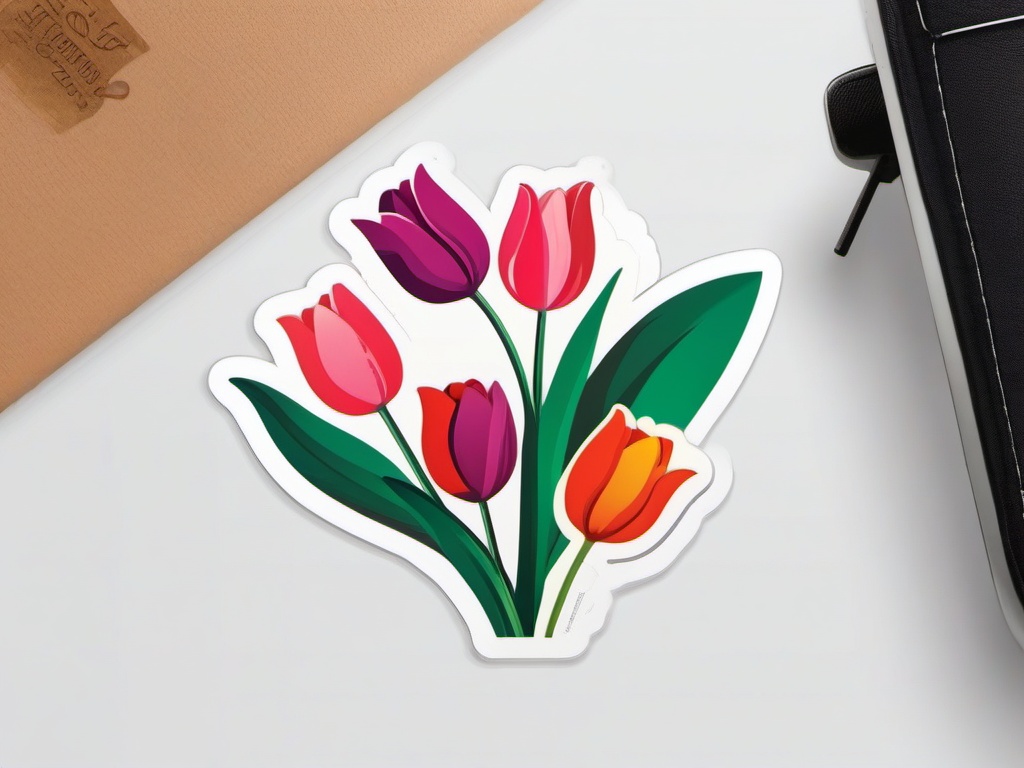 Tulip Sticker - Embrace the arrival of spring with the vibrant and elegant tulip sticker, , sticker vector art, minimalist design