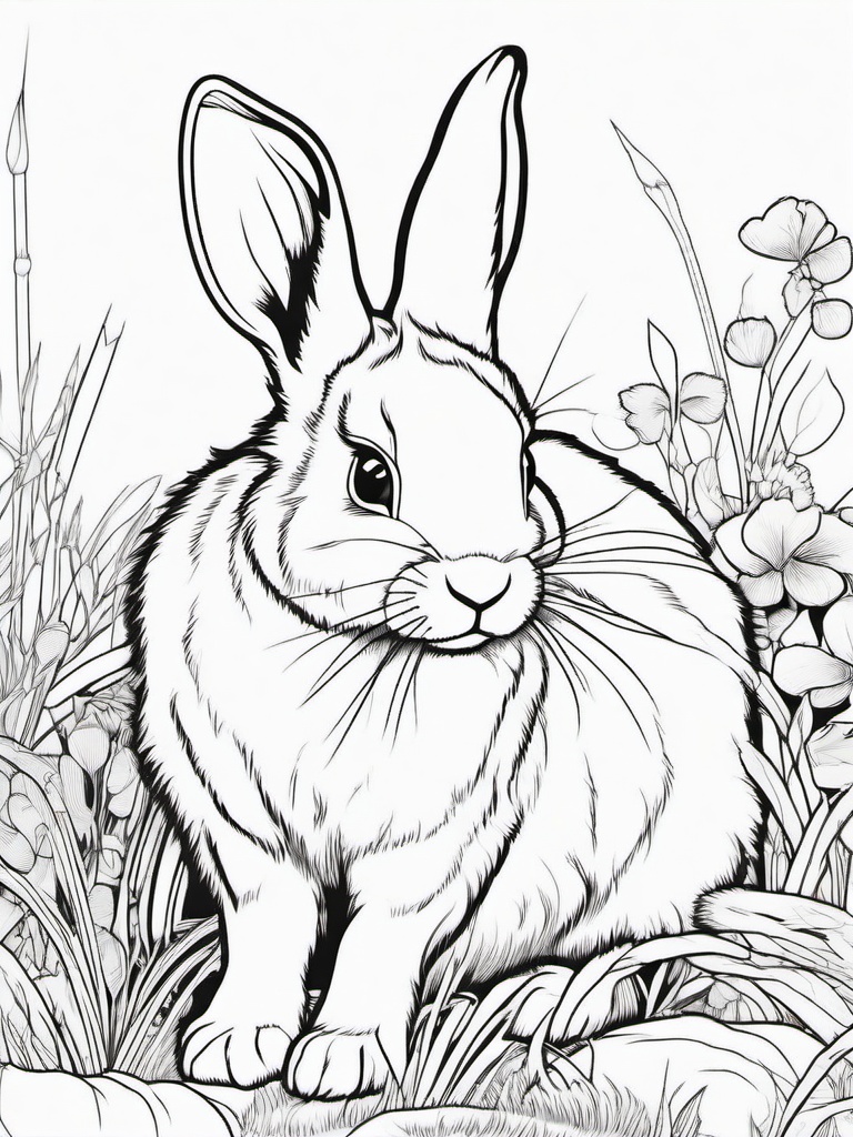 Rabbit Coloring Pages - Soft Hopping Furry Creature  black outline printable coloring page