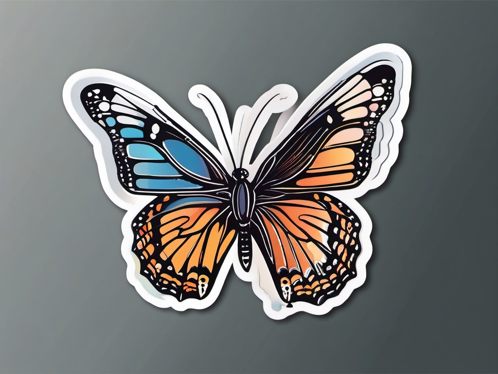 Butterfly Sticker - Delicate butterfly illustration, ,vector color sticker art,minimal