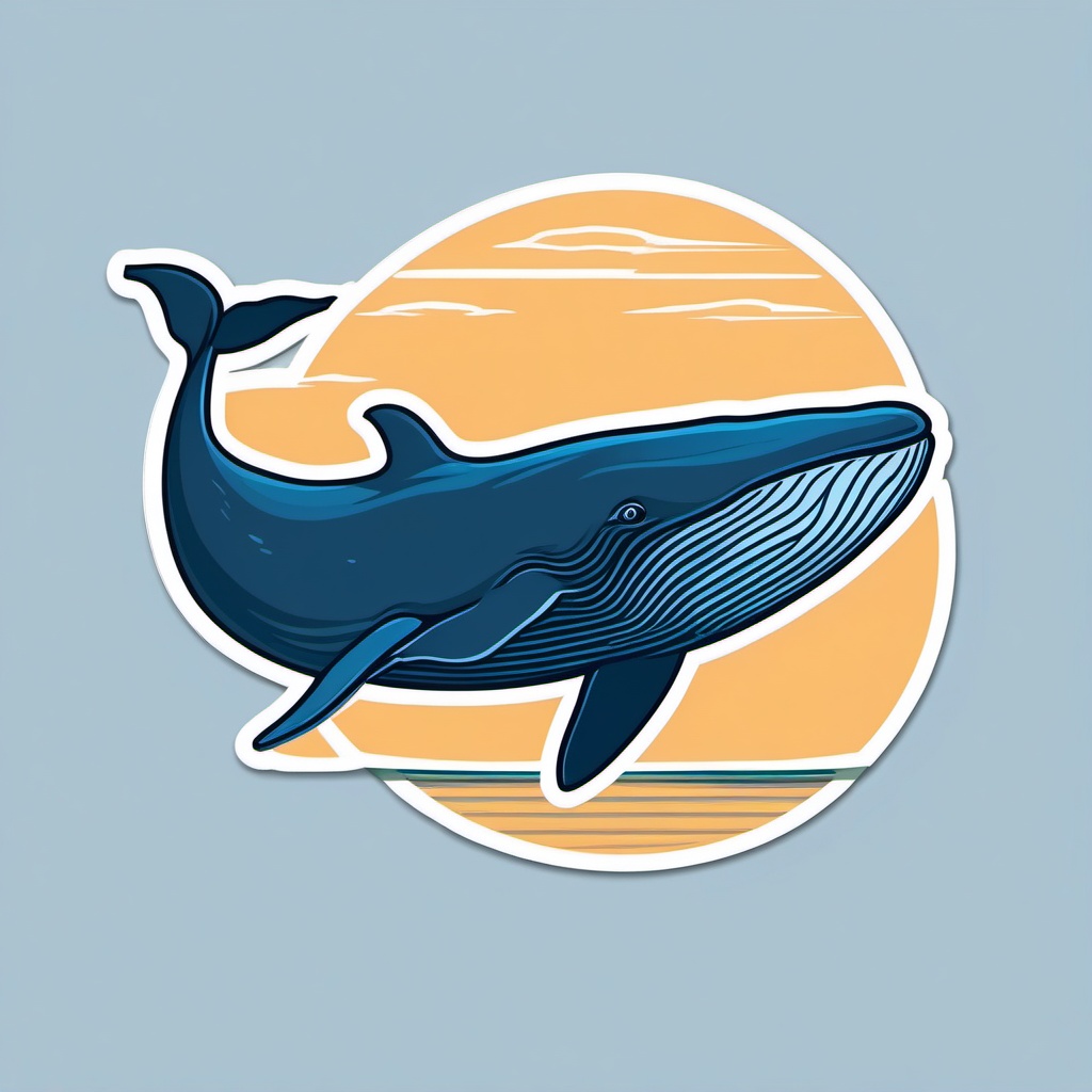 Blue Whale Sticker - A massive blue whale swimming in the ocean. ,vector color sticker art,minimal