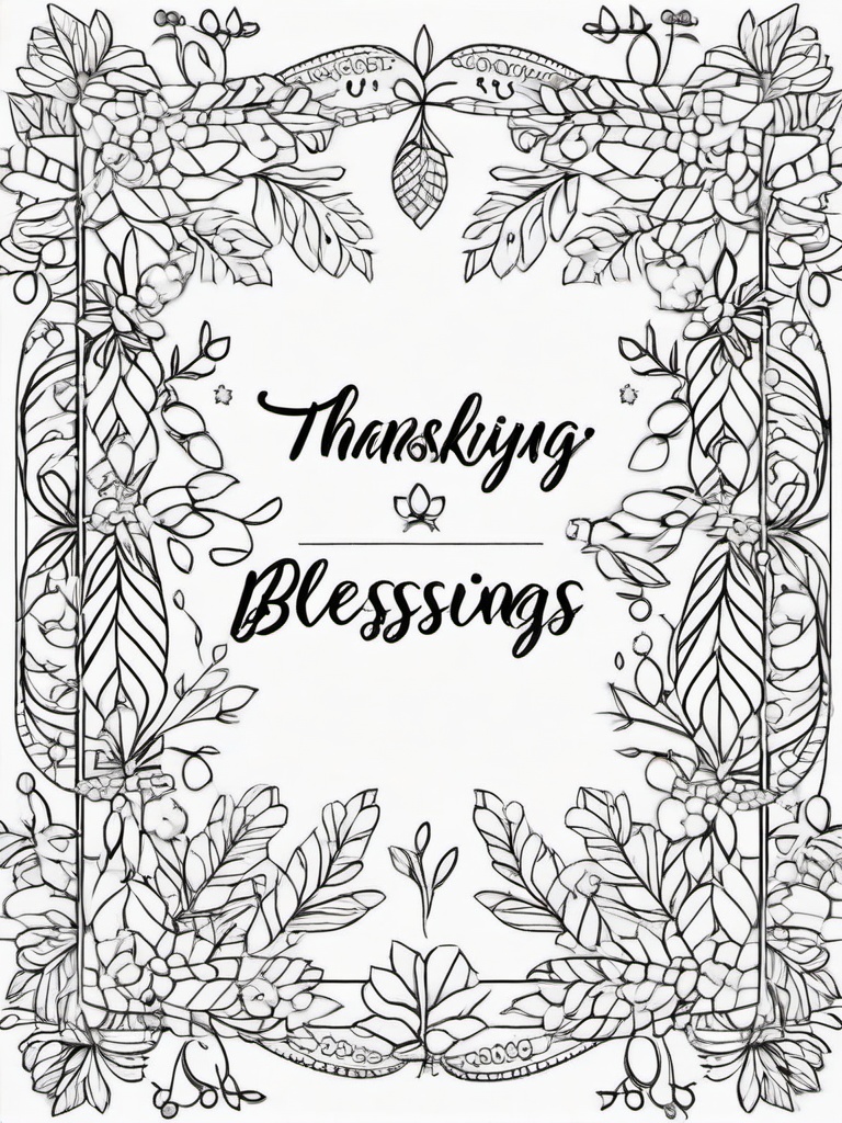 Thanksgiving Blessings Coloring Pages - Celebrating Thankfulness and Family  minimal black outline printable sheet, coloring page