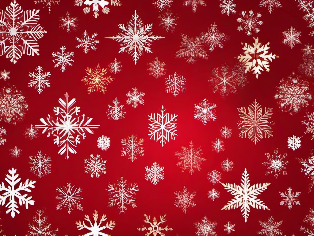 Christmas Red Backgrounds-Festive red with subtle snowflake patterns in white and gold  background wallpaper