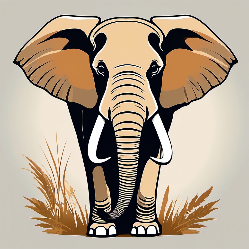 Elephant clipart - Gentle giant of the safari with impressive tusks, ,vector color clipart,minimal