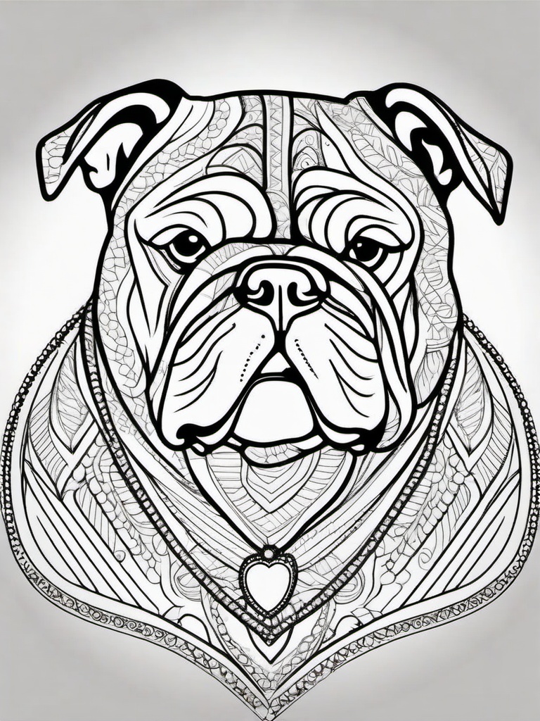 Bulldog Coloring Pages - Charming Bulldog with Unique Features  minimal black outline printable sheet, coloring page