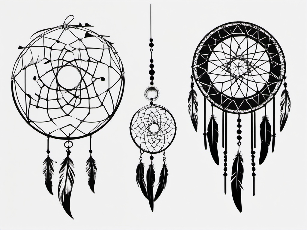 Broken Dream Catcher Tattoo - Creative representation of a broken dream catcher in a tattoo.  simple vector tattoo,minimalist,white background