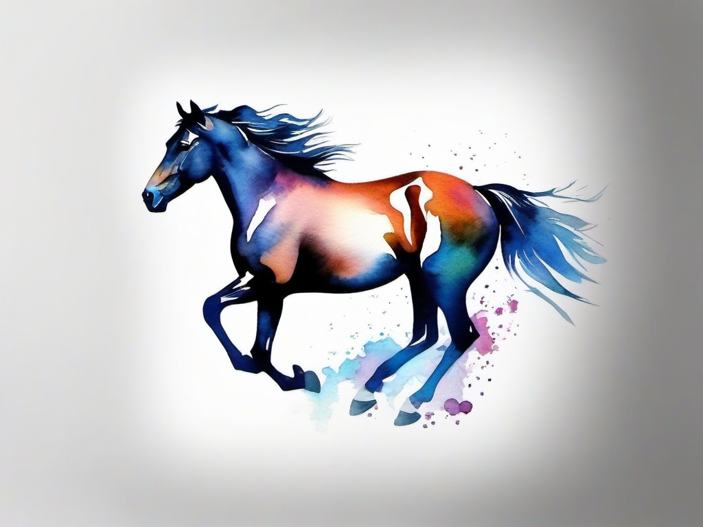 watercolour horse tattoo  simple tattoo,minimalist,white background