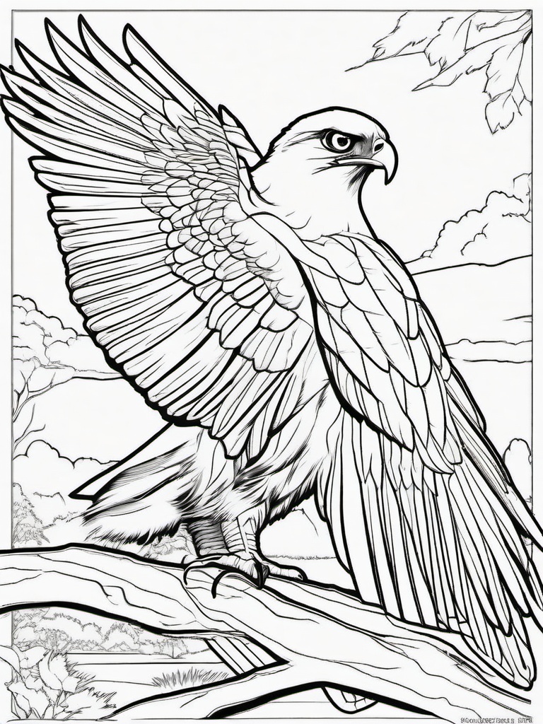 Hawk Coloring Page - Sharp Taloned Flyer  black outline printable coloring page