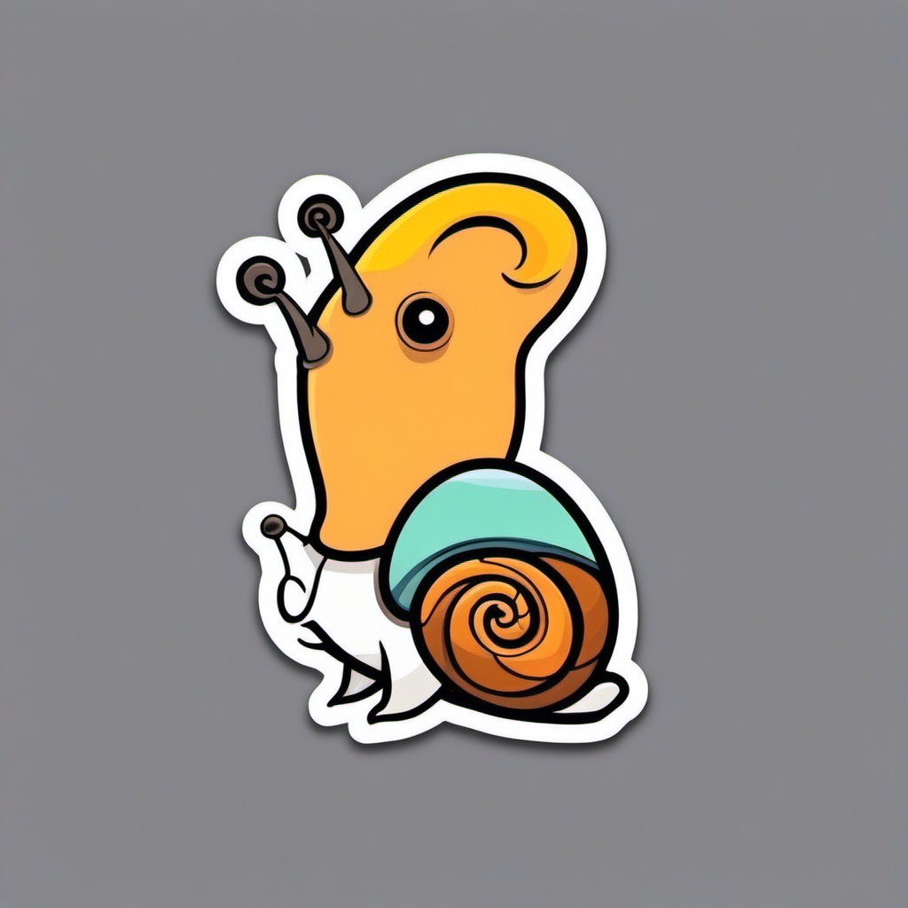 Snail Sticker - Adorable snail character, ,vector color sticker art,minimal