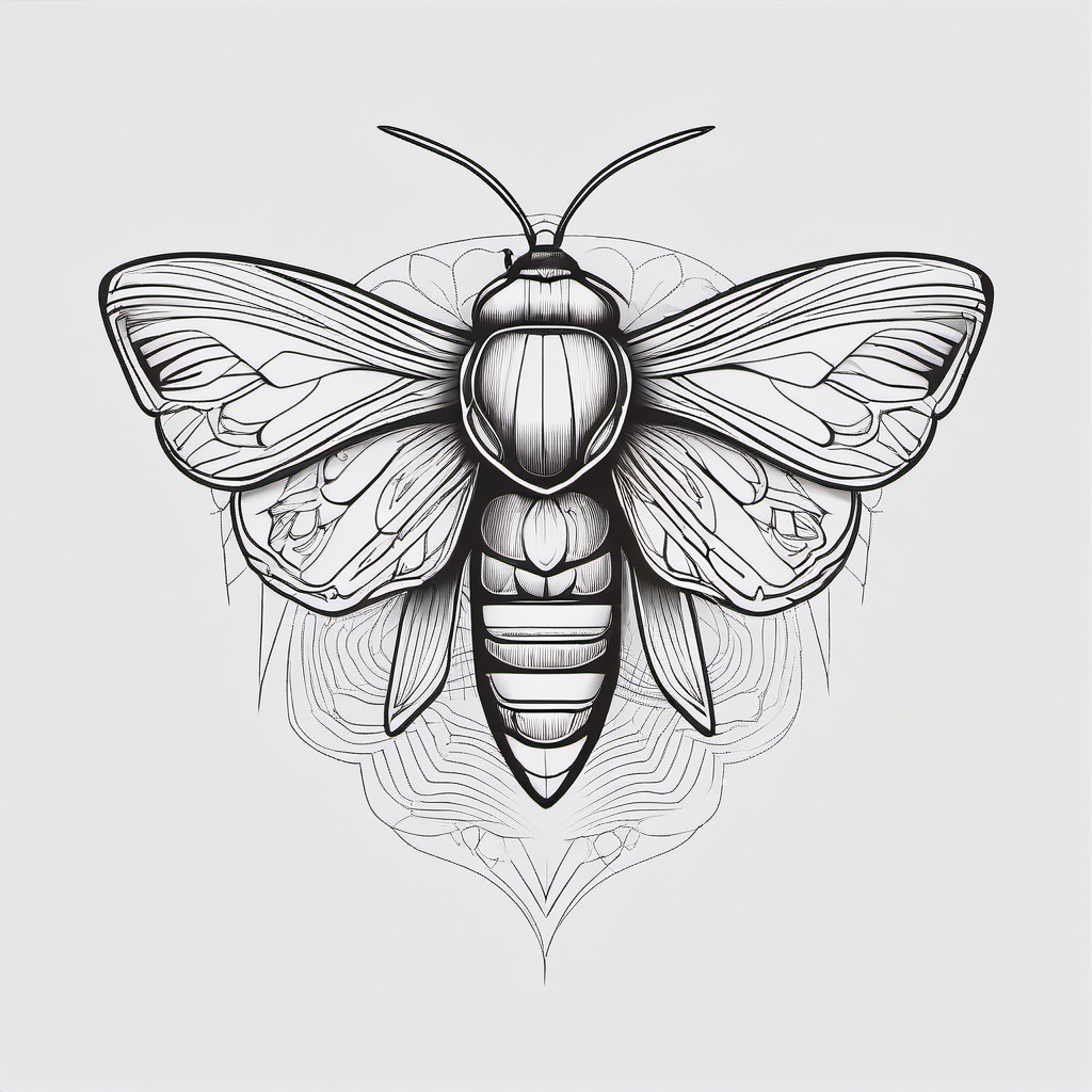 Fine Line Moth Tattoo - Opt for precision and detail with a fine line tattoo featuring a beautifully rendered moth design.  simple vector color tattoo, minimal, white background