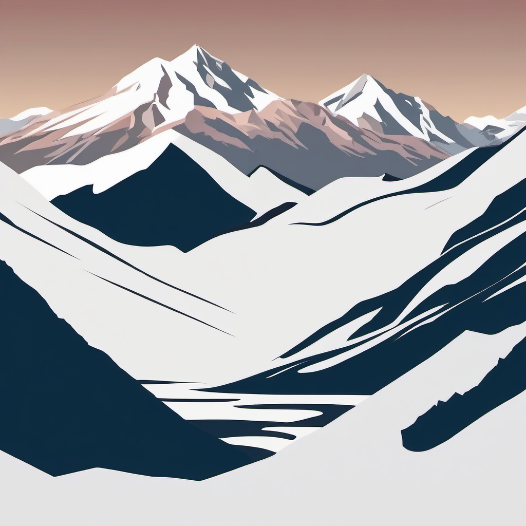 Snowy Mountain Pass clipart - A challenging snowy mountain pass, ,vector color clipart,minimal