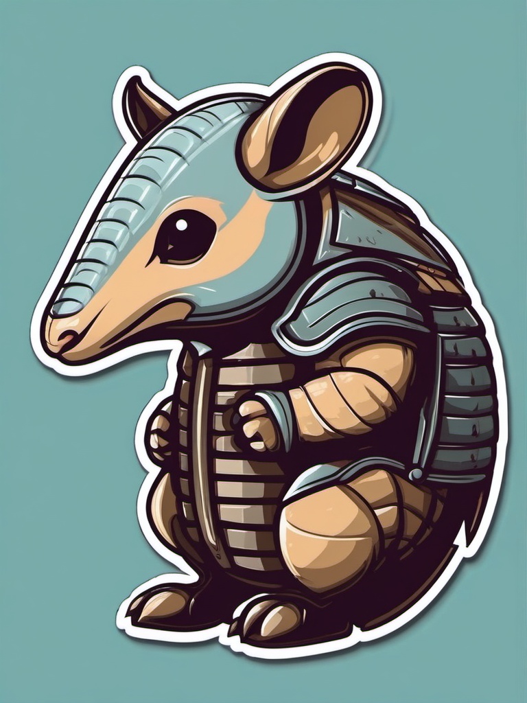 Armadillo Sticker - A cute armadillo with a protective armored shell. ,vector color sticker art,minimal