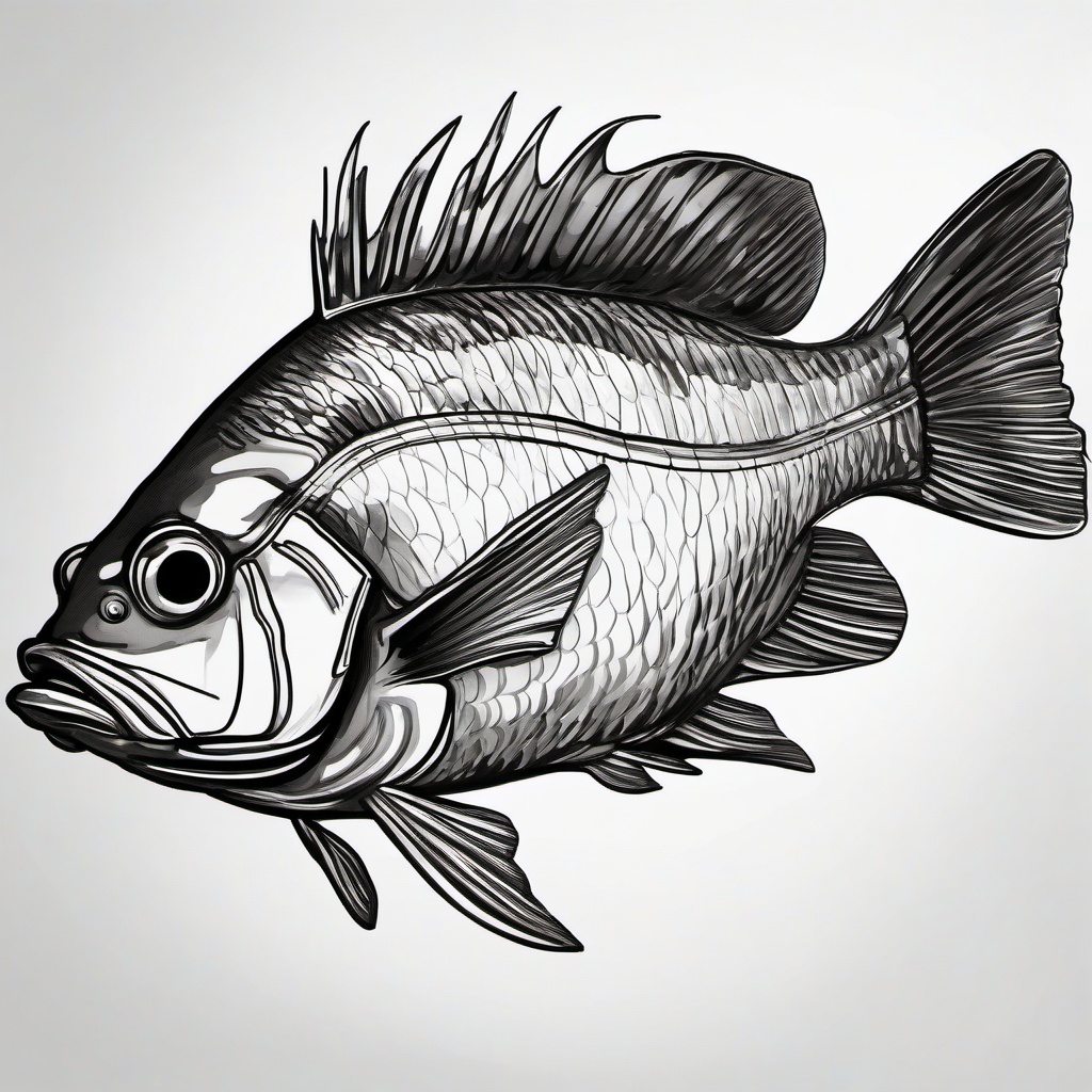 drawing of rockfish  minimal rough sketch scribbles,doodles,black and white