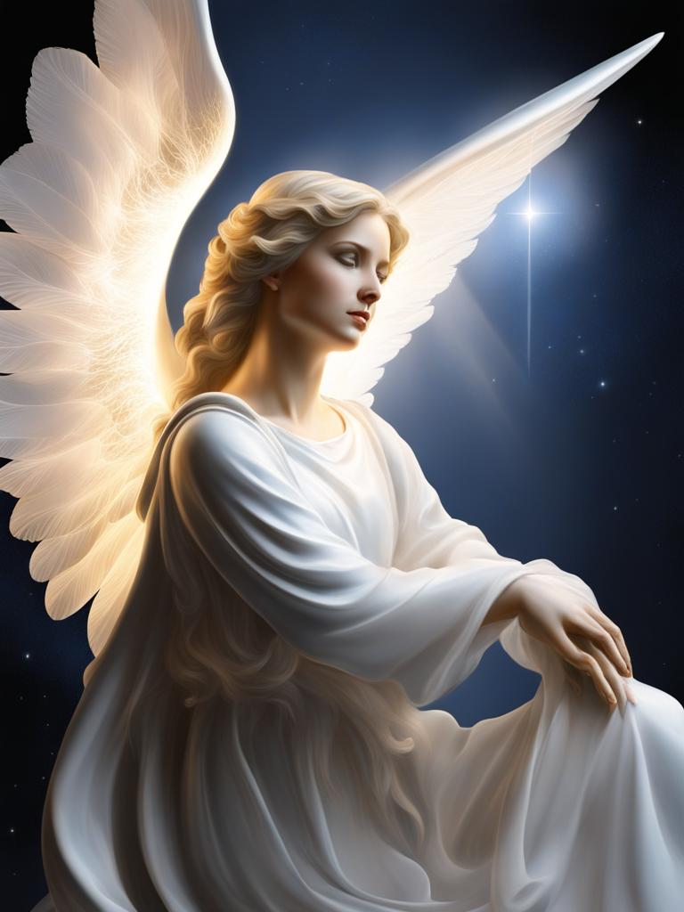 angel clipart - an ethereal angelic figure sculpted from beams of moonlight 