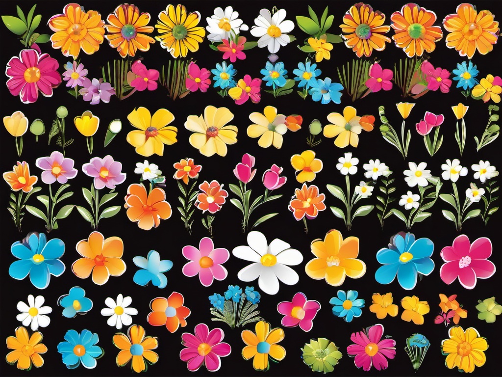 April clipart - colorful flowers blooming in spring  