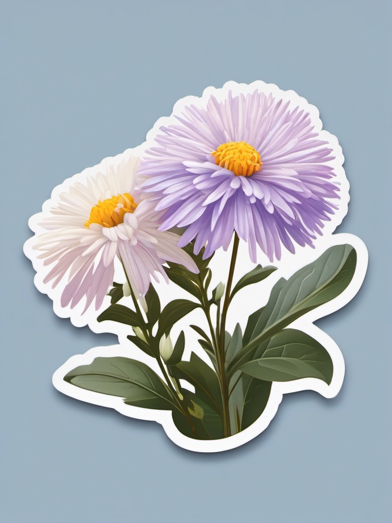 Aster Sticker - Add a touch of dainty and star-like beauty with the charming aster flower sticker, , sticker vector art, minimalist design