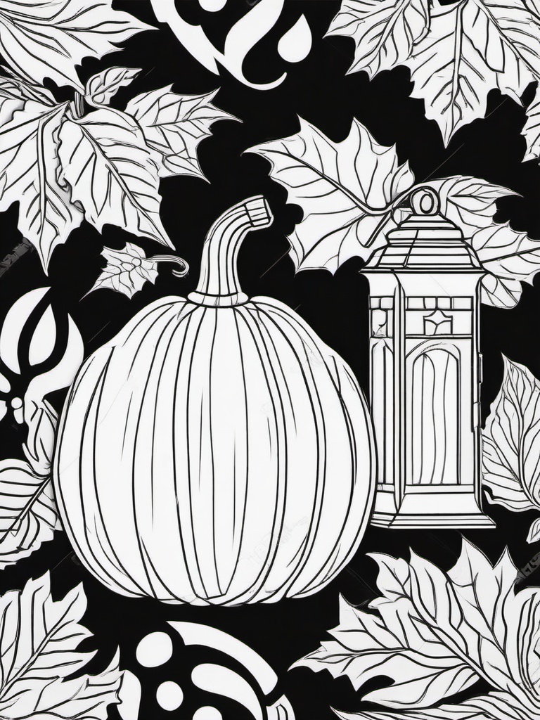 Pumpkin Lantern Coloring Pages - Lit Pumpkin Lantern for Halloween  minimal black outline printable sheet, coloring page