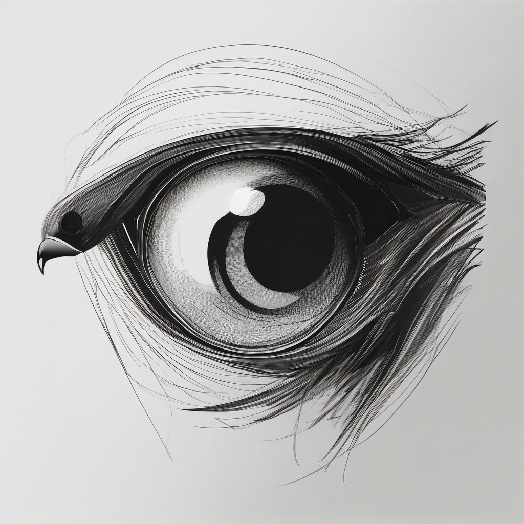 drawing of a penguin eye  minimal rough sketch scribbles,doodles,black and white