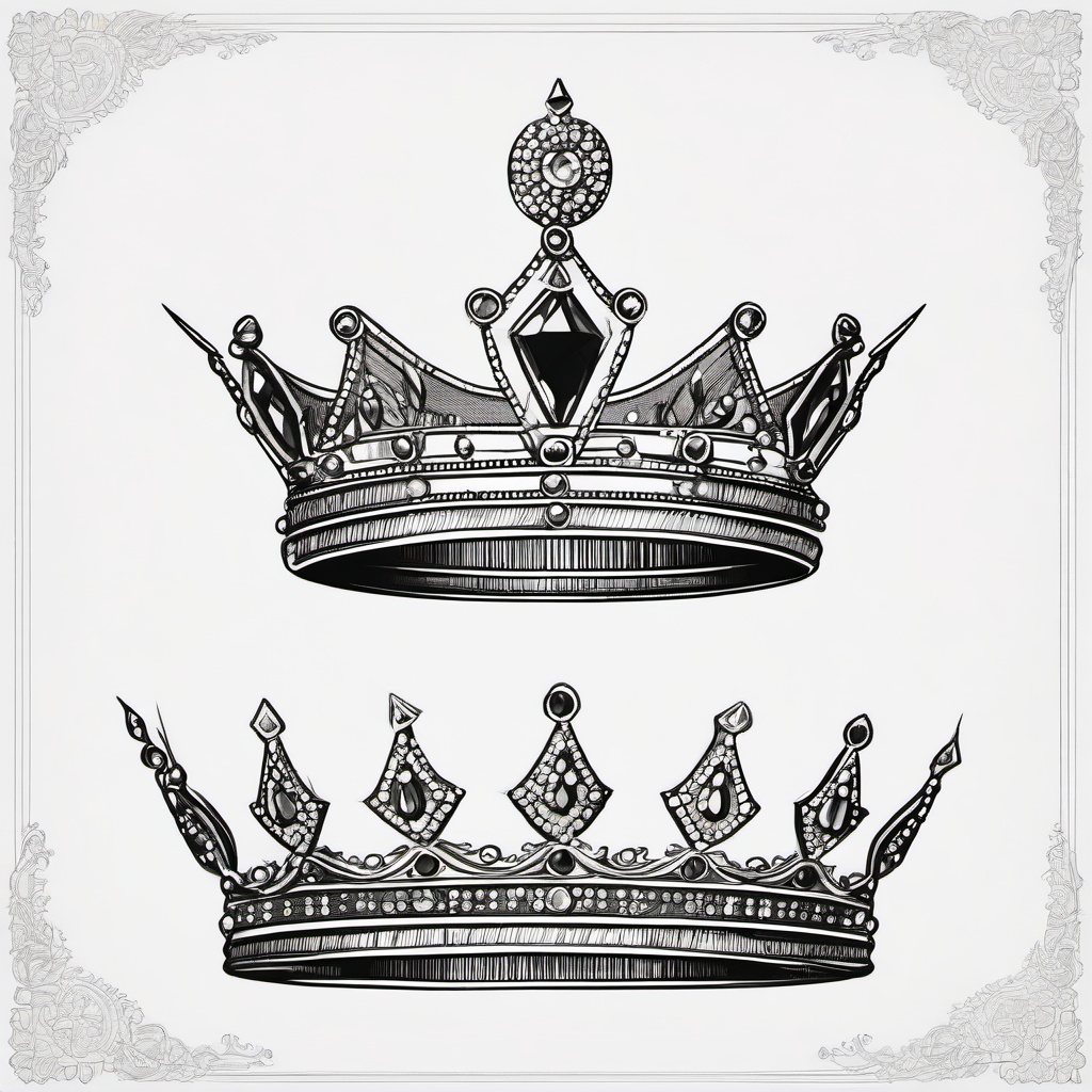 drawing of a jeweled crown  minimal rough sketch scribbles,doodles,black and white