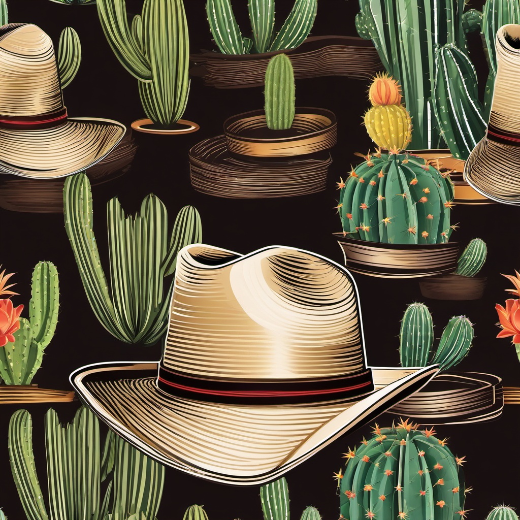 Cowboy Hat clipart - cowboy hat with cacti in the background  