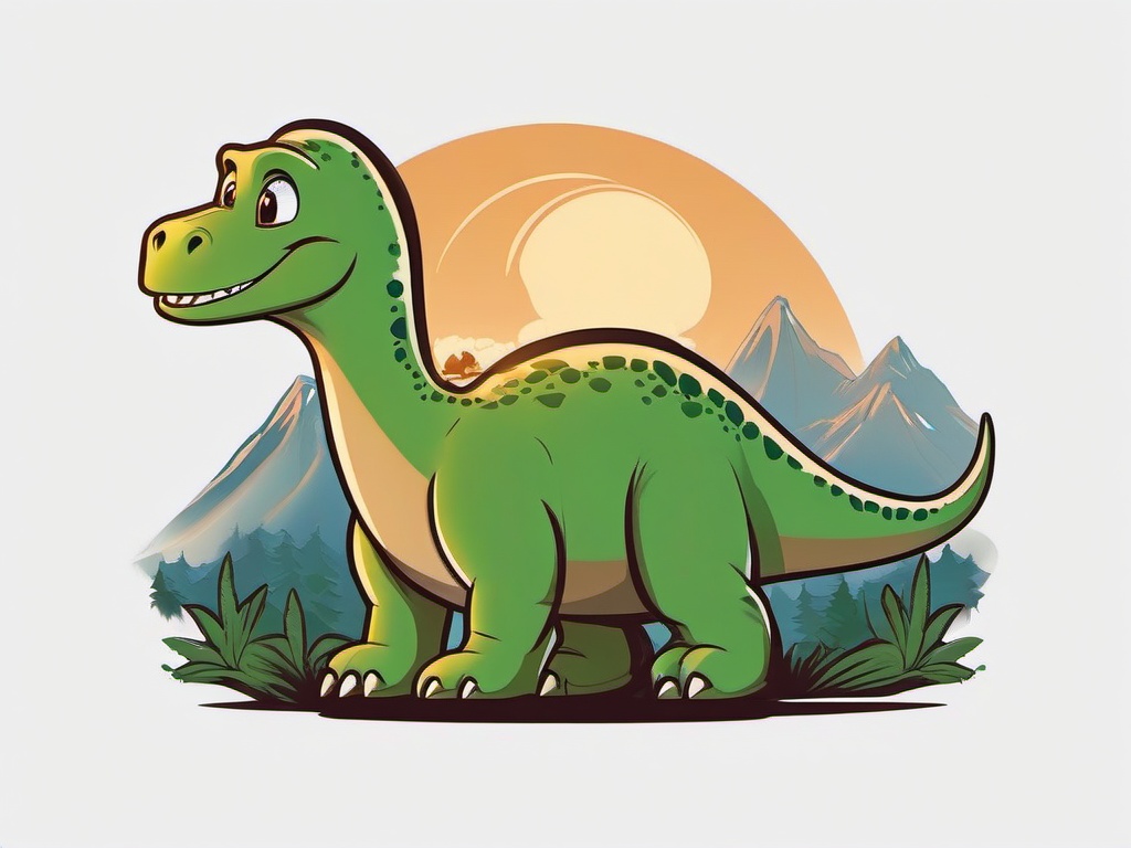 Good Dinosaur Tattoo - Pay homage to The Good Dinosaur with a charming and delightful dinosaur-themed tattoo.  simple vector color tattoo,minimal,white background