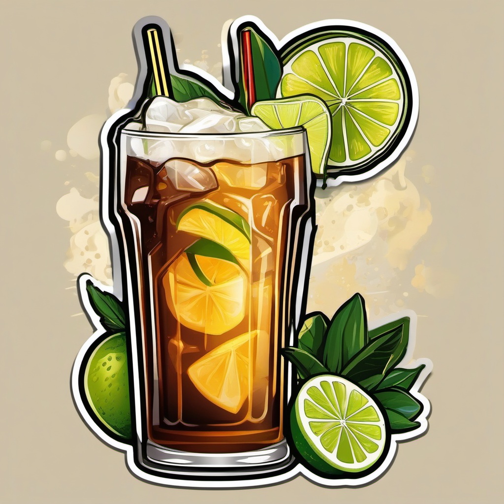 Dark and Stormy sticker- Dark rum, ginger beer, and a splash of lime, delivering a bold and flavorful Caribbean-inspired experience., , color sticker vector art