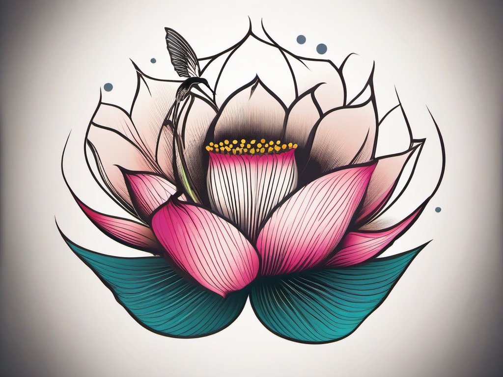 Lotus & Hummingbird Tattoo - Symbolizes joy and spiritual growth  minimal design