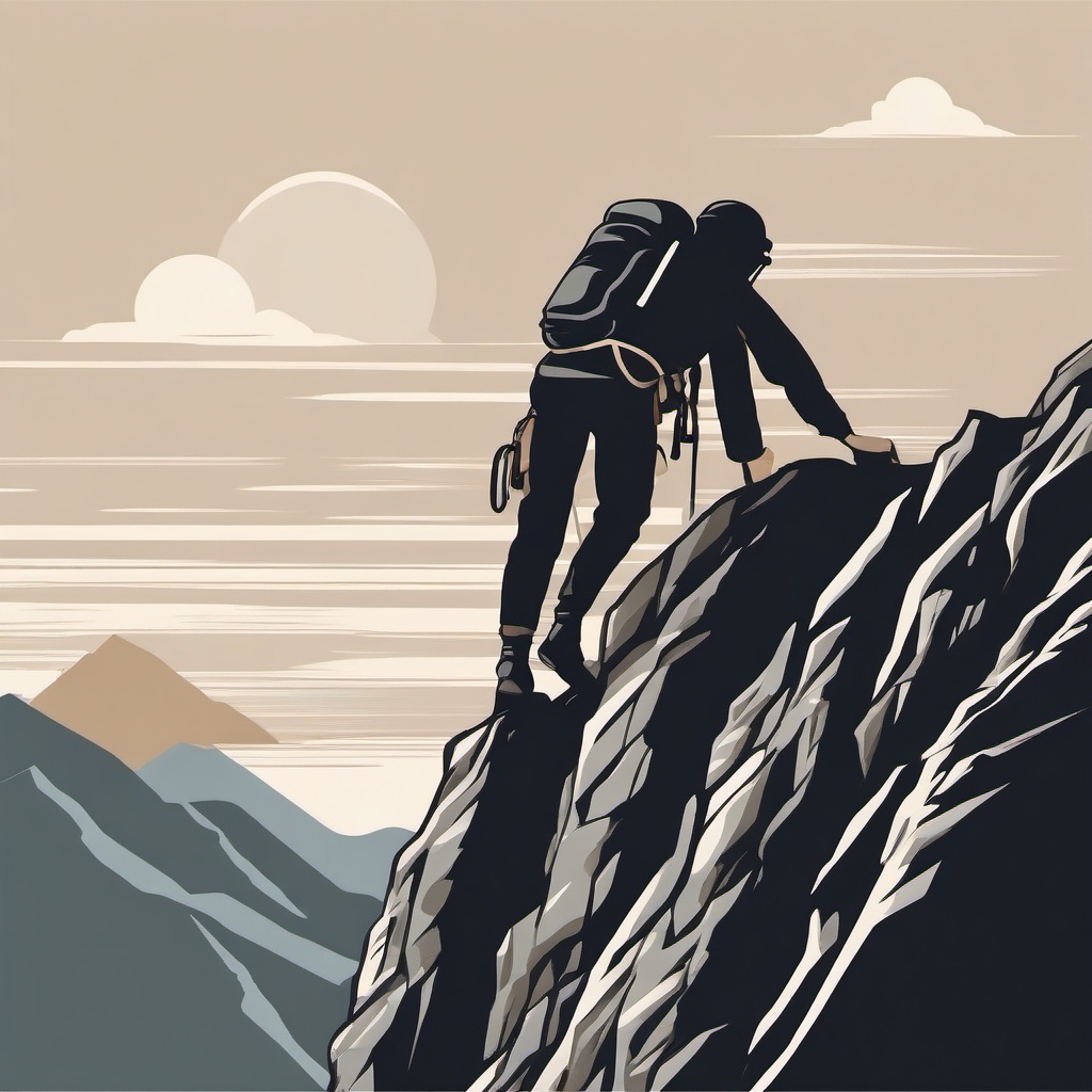 Mountain Climber's Courage clipart - Summoning the courage to climb, ,vector color clipart,minimal