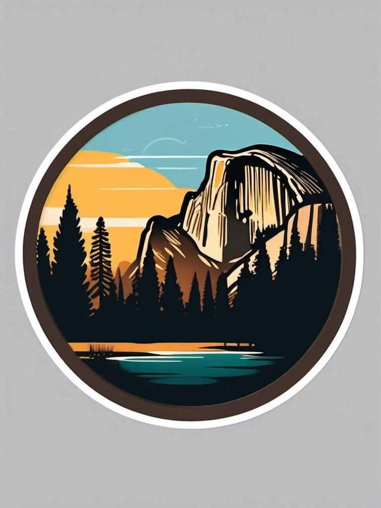 Yosemite Half Dome sticker- Granite dome in Yosemite National Park, , sticker vector art, minimalist design