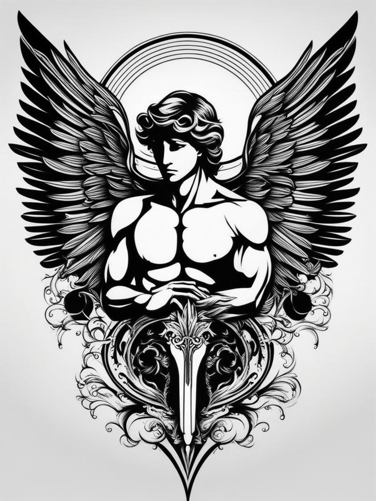 angel tattoos for men minimalist color design 