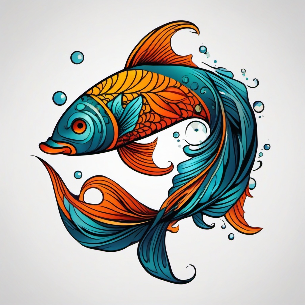 pisces tattoo fish  simple vector color tattoo