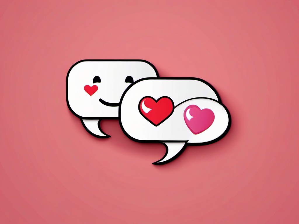 Emoji heart and speech bubble sticker- Expressive love, , sticker vector art, minimalist design