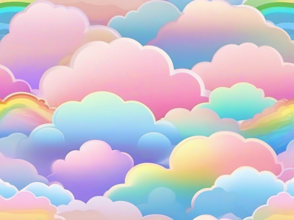 Pastel Rainbow Clouds Background  