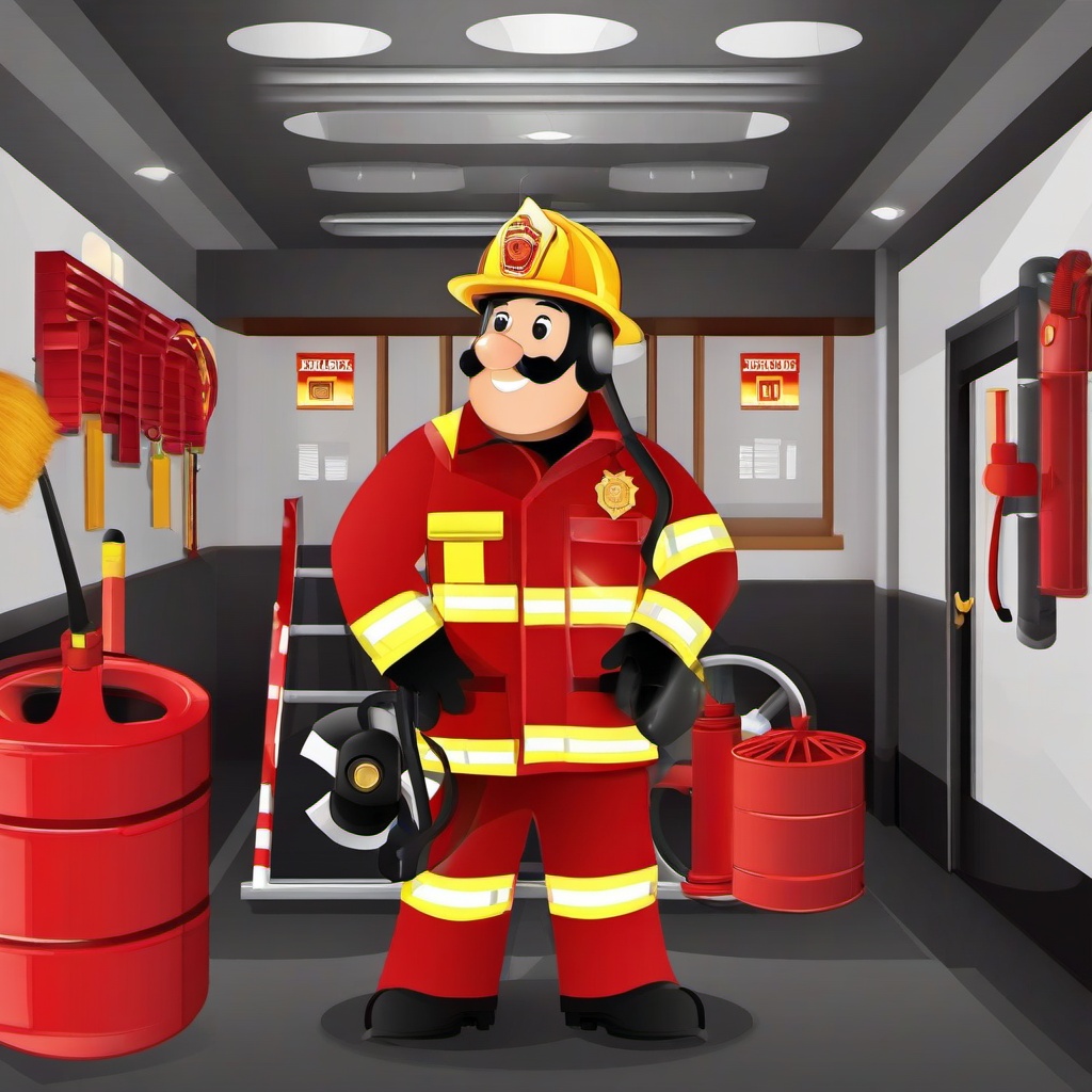 Fireman clipart - fire station interior  vector clipart