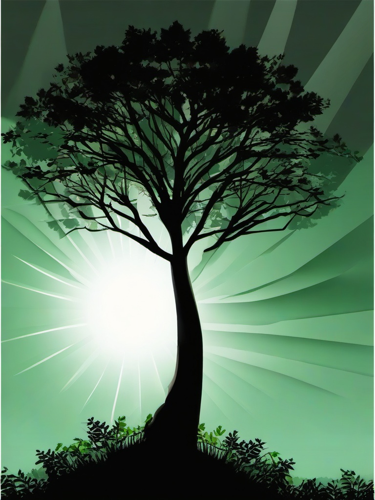 Tree clipart - tree in a forest with sunlight  