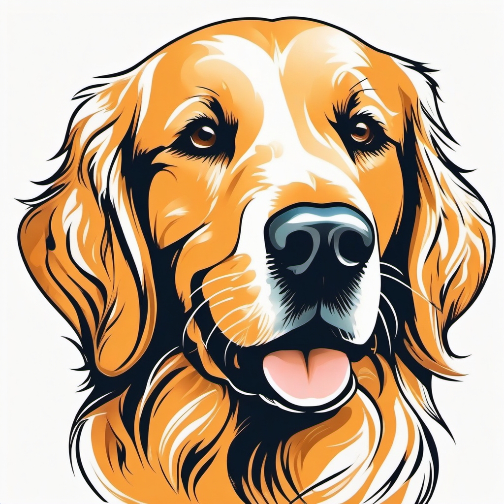 Golden Retriever tattoo: Graceful Golden Retriever, reflecting warmth and love in a tattoo.  color tattoo style, minimalist, white background