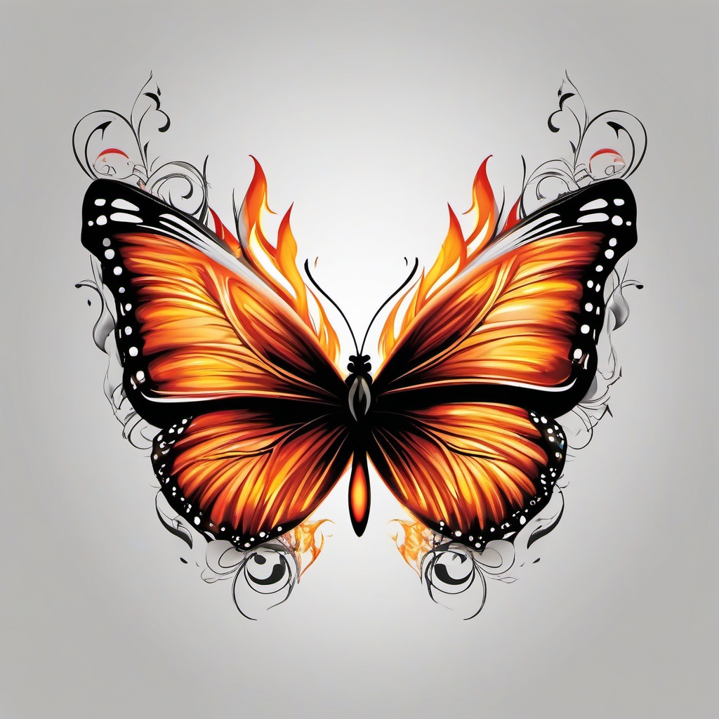 butterfly with fire tattoo meaning  simple color tattoo,white background