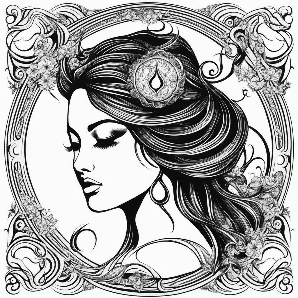 aquarius tattoo black and white design 