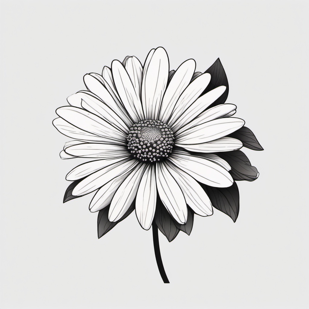 Japanese Daisy Tattoo - Daisy flower tattoo in Japanese style.  simple color tattoo,white background,minimal