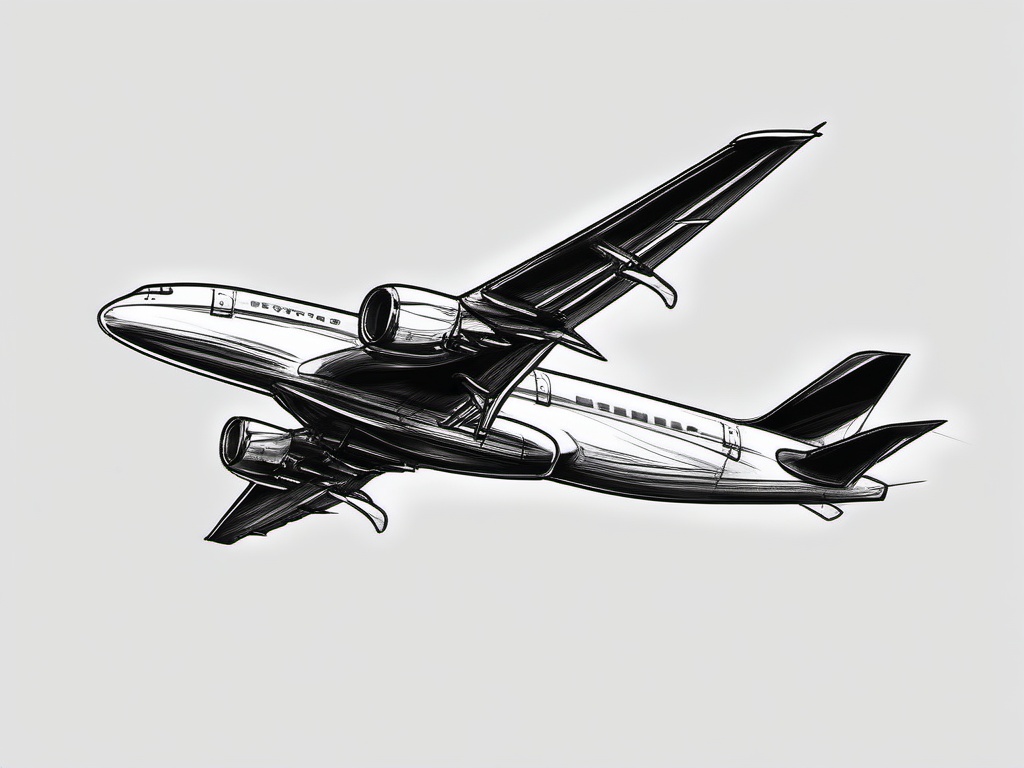 sketch of a plane  minimal rough sketch scribbles,doodles,black and white