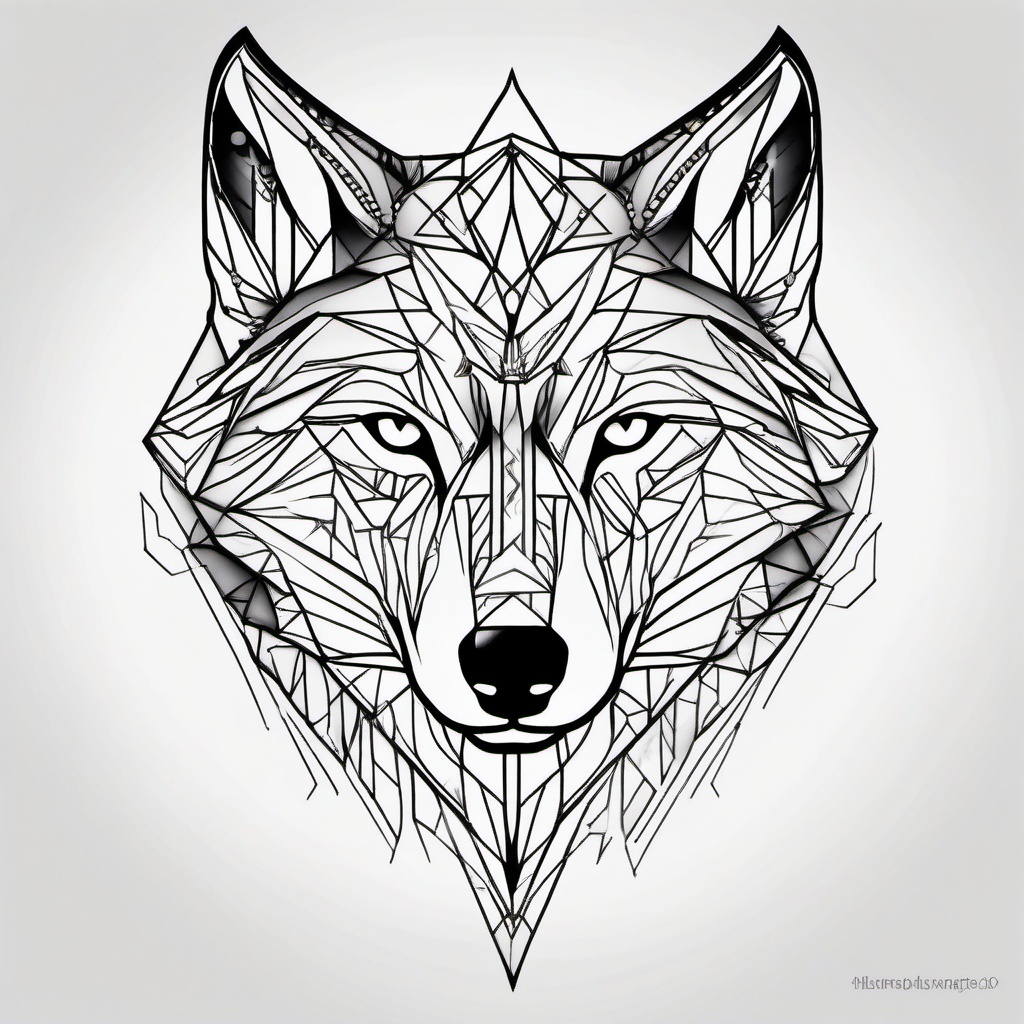 Sacred Geometric Wolf Tattoo - A spiritually inspired geometric wolf tattoo design.  simple color tattoo design,white background