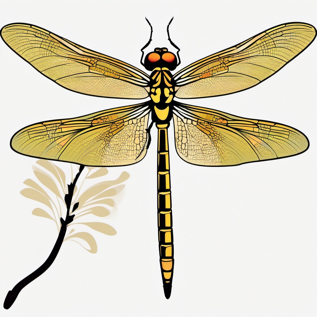 Dragonfly Clip Art - A graceful dragonfly in flight,  color vector clipart, minimal style