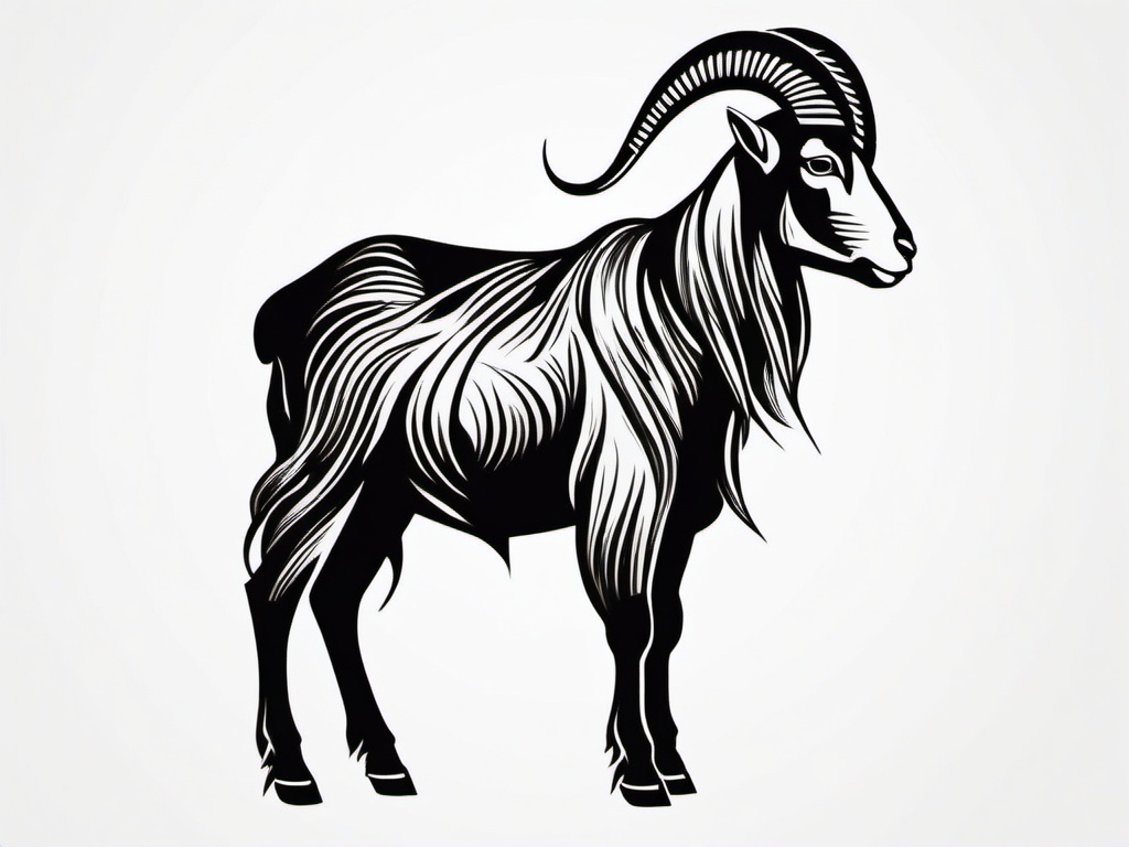 Boer Tattoo - A tattoo representing the Boer goat breed, known for its distinctive appearance.  simple color tattoo design,white background