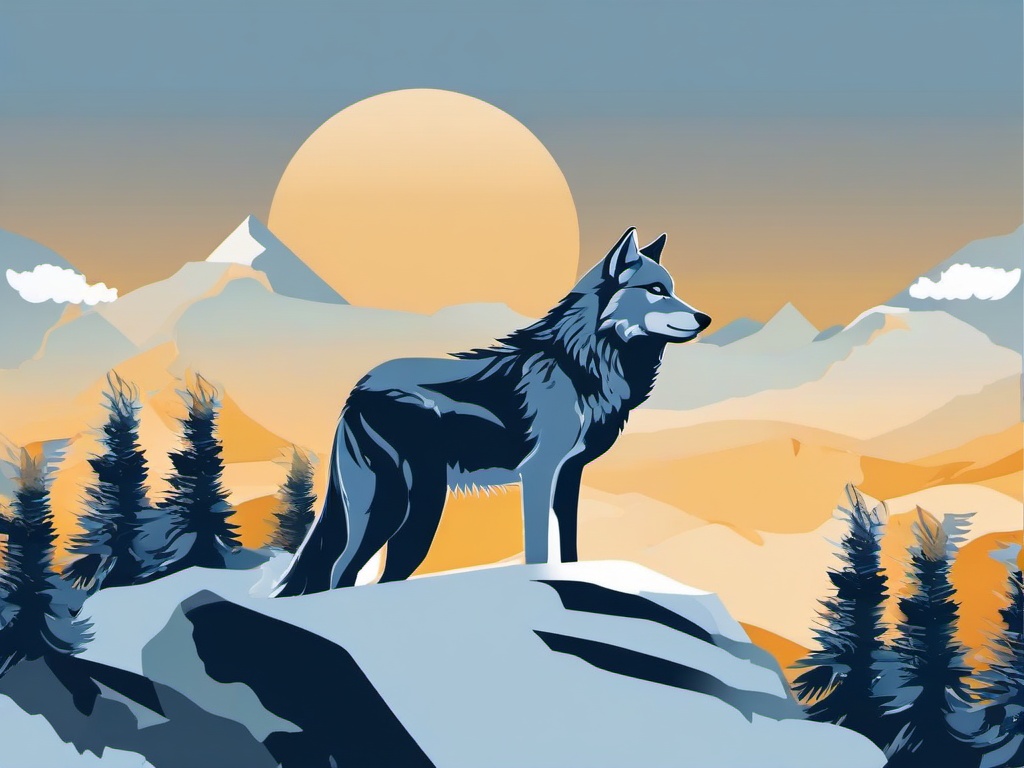 Wolf clipart - wolf on a mountain  clipart