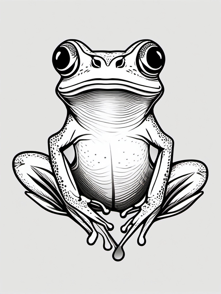 Frog Tattoo - Symbolizes transformation, adaptability, and luck  minimal tattoo design,white background