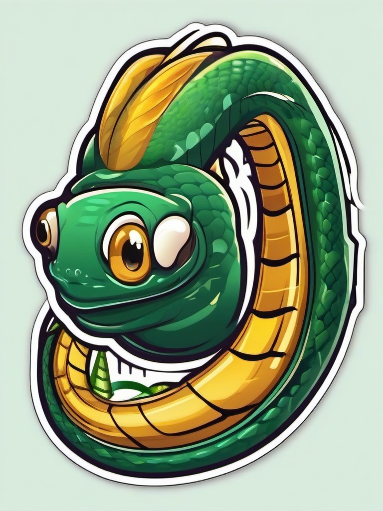 Eel cartoon - slippery, snake-like fish  cartoon sticker style