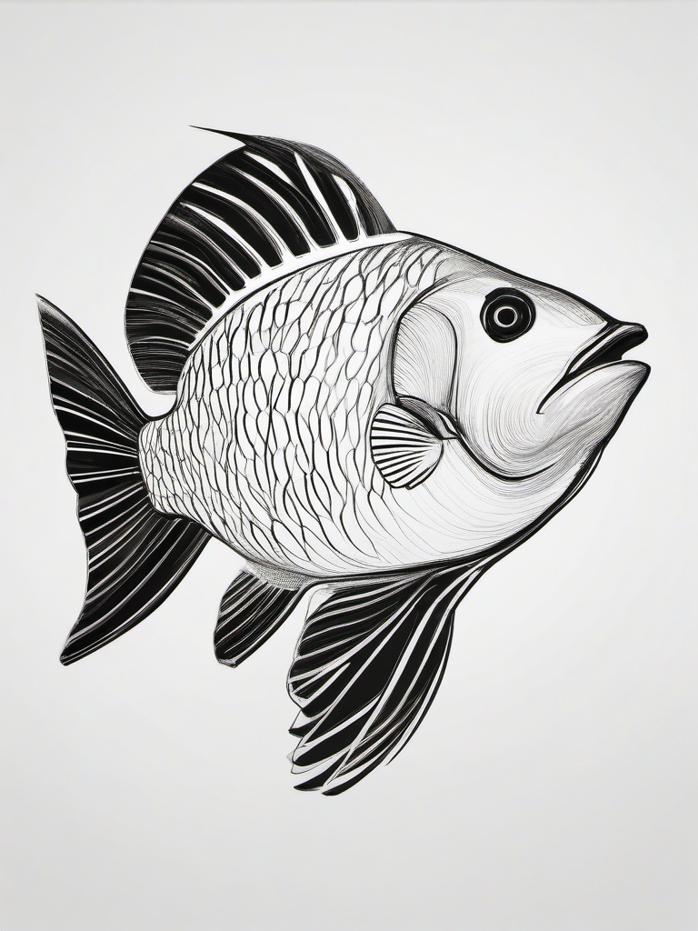 drawing of parrotfish  minimal rough sketch scribbles,doodles,black and white